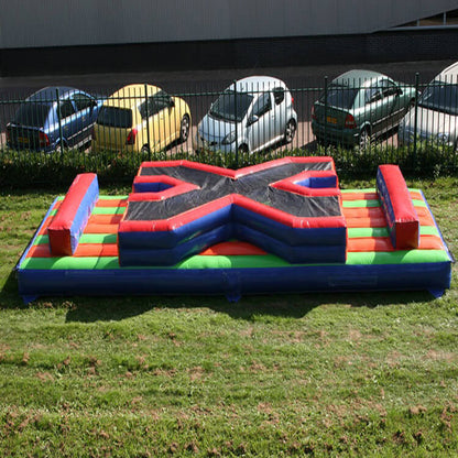 KeepFuns Outdoor inflatable land obstacle course red, blue and green color matching Sports Games competitive entertainment equipment
