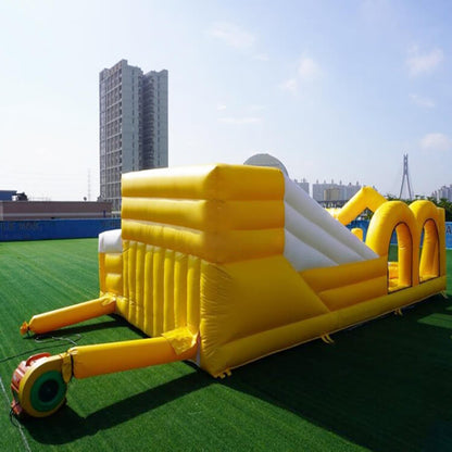 KeepFuns Outdoor inflatable land obstacle course yellow and white color matching fun competition equipment