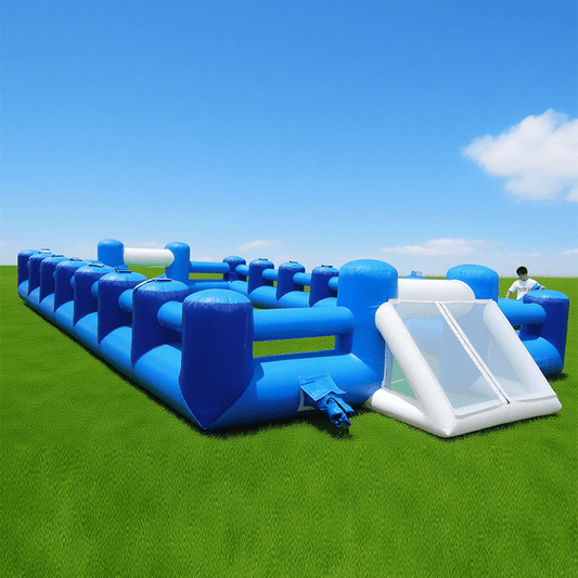 KeepFuns Outdoor large inflatable football playground blue and white color matching Sports Games football competitive entertainment equipment