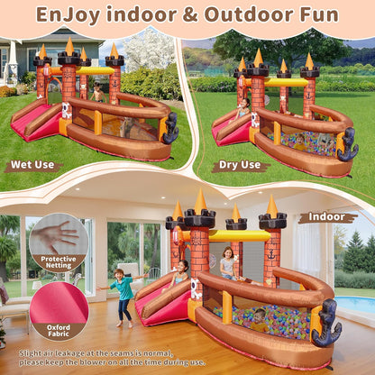 KeepFuns Pirate ship theme inflatable castle Children's slide ball pool trampoline park Outdoor parent-child interactive amusement facilities Ocean ball inflatable toy with fan
