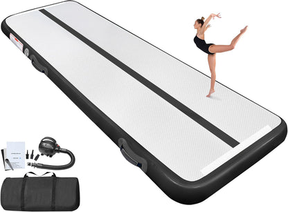 KeepFuns Professional inflatable gymnastics mat black and white dance fitness training mat portable foldable for adults and children