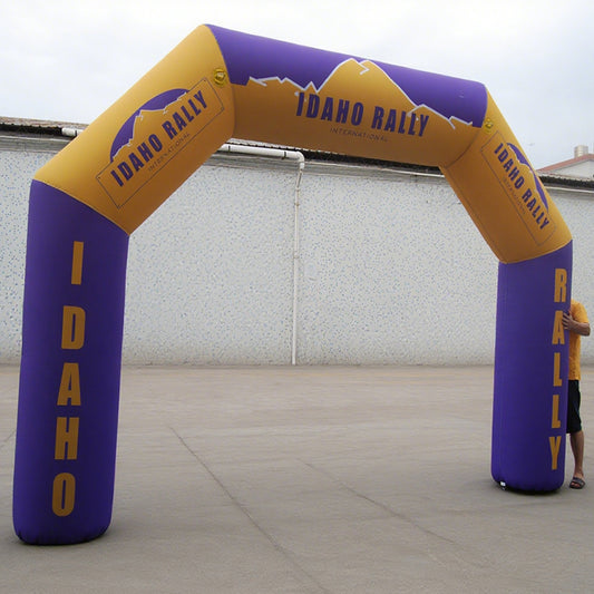 KeepFuns Purple and yellow contrasting angled inflatable arch, outdoor rally event arch, car off-road activity arch, customized event logo arch