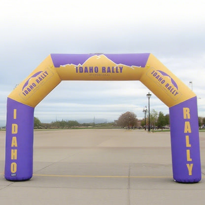 KeepFuns Purple and yellow contrasting angled inflatable arch, outdoor rally event arch, car off-road activity arch, customized event logo arch