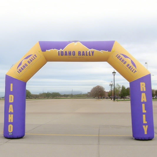 KeepFuns Purple and yellow contrasting angled inflatable arch, outdoor rally event arch, car off-road activity arch, customized event logo arch