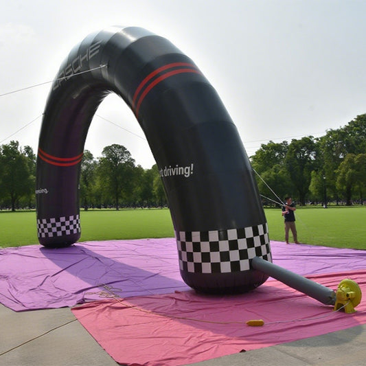 keepFuns Racing themed inflatable semicircular arch, brand event promotion arch, outdoor event logo arch, custom LOGO marketing arch