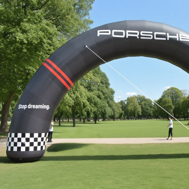 keepFuns Racing themed inflatable semicircular arch, brand event promotion arch, outdoor event logo arch, custom LOGO marketing arch
