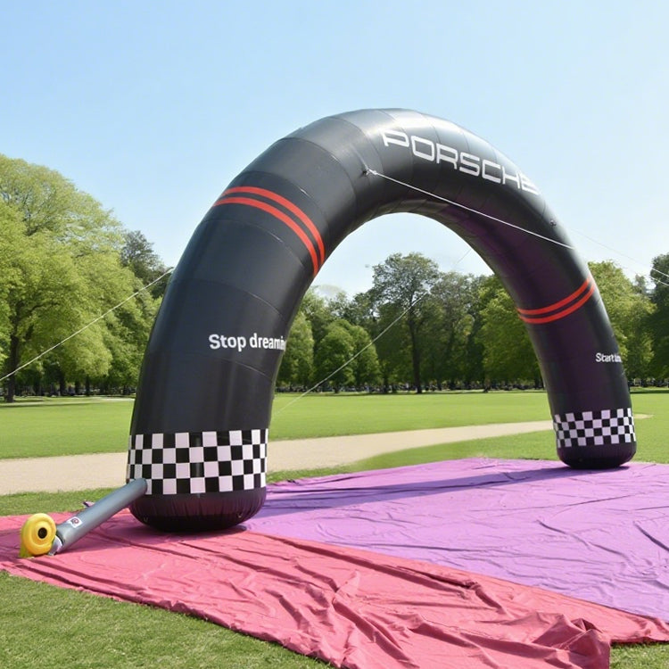 keepFuns Racing themed inflatable semicircular arch, brand event promotion arch, outdoor event logo arch, custom LOGO marketing arch