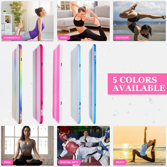 KeepFuns Rainbow color inflatable gymnastics mat children's dance fitness training mat portable foldable multifunctional exercise mat