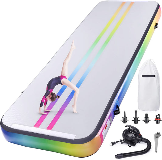 KeepFuns Rainbow color inflatable gymnastics mat children's dance fitness training mat portable foldable multifunctional exercise mat