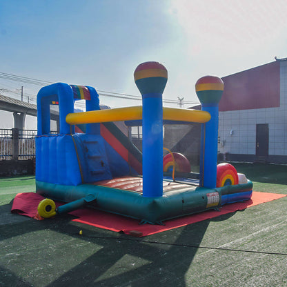 KeepFuns Rainbow theme inflatable playground, children's slide trampoline park, outdoor parent-child interactive colorful amusement facilities