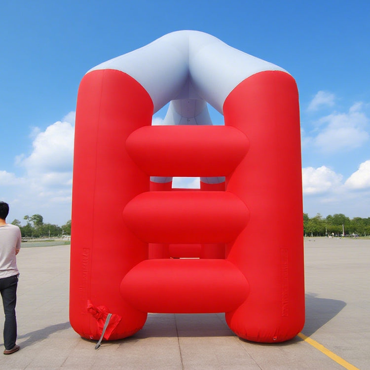KeepFuns Red and gray contrast double column special shape advertising arch Corporate event inflatable arch Brand promotion arch Customized logo telephone arch
