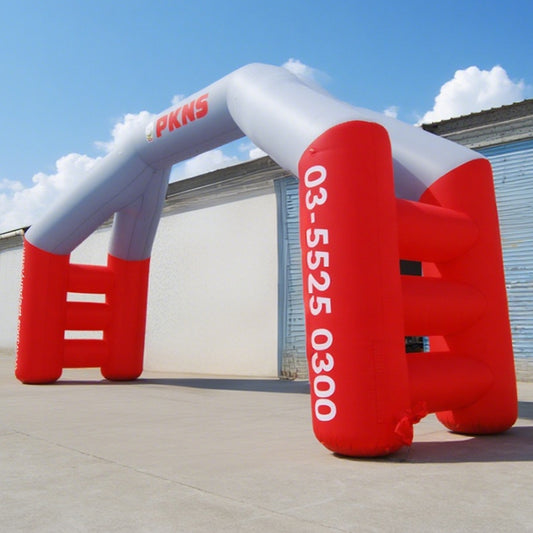 KeepFuns Red and gray contrast double column special shape advertising arch Corporate event inflatable arch Brand promotion arch Customized logo telephone arch