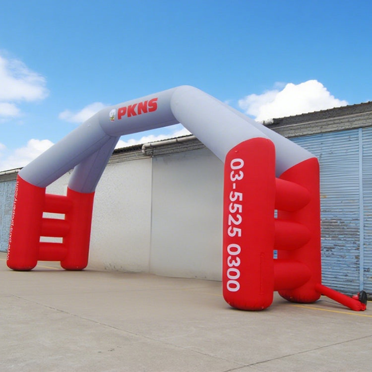 KeepFuns Red and gray contrast double column special shape advertising arch Corporate event inflatable arch Brand promotion arch Customized logo telephone arch
