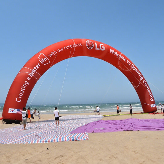 KeepFuns Red inflatable opening arch, outdoor celebration arch, brand customized promotion arch, corporate ceremony welcome arch