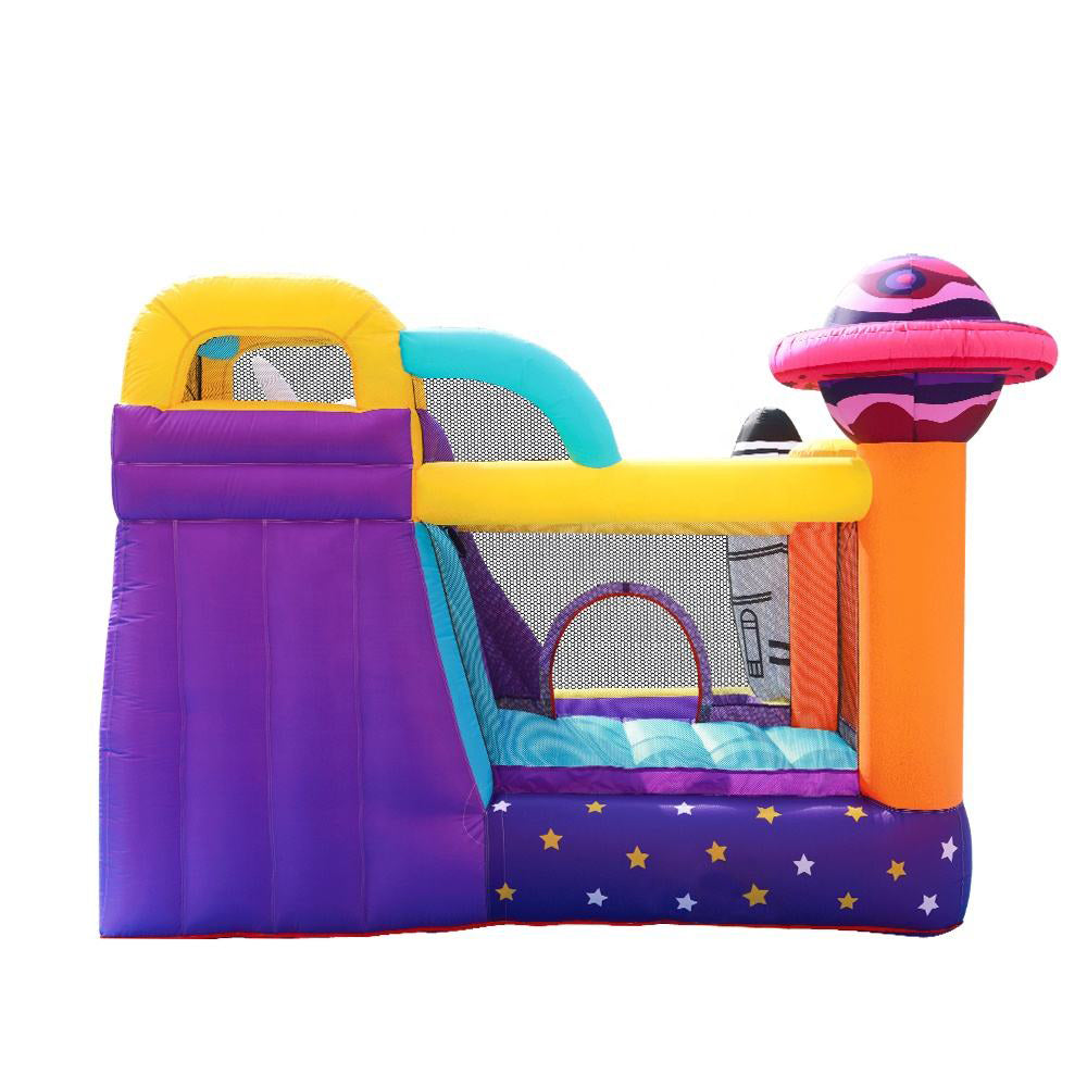 KeepFuns Space theme inflatable castle Children's slide trampoline park Outdoor parent-child interactive amusement facilities Rocket planet shaped inflatable toys