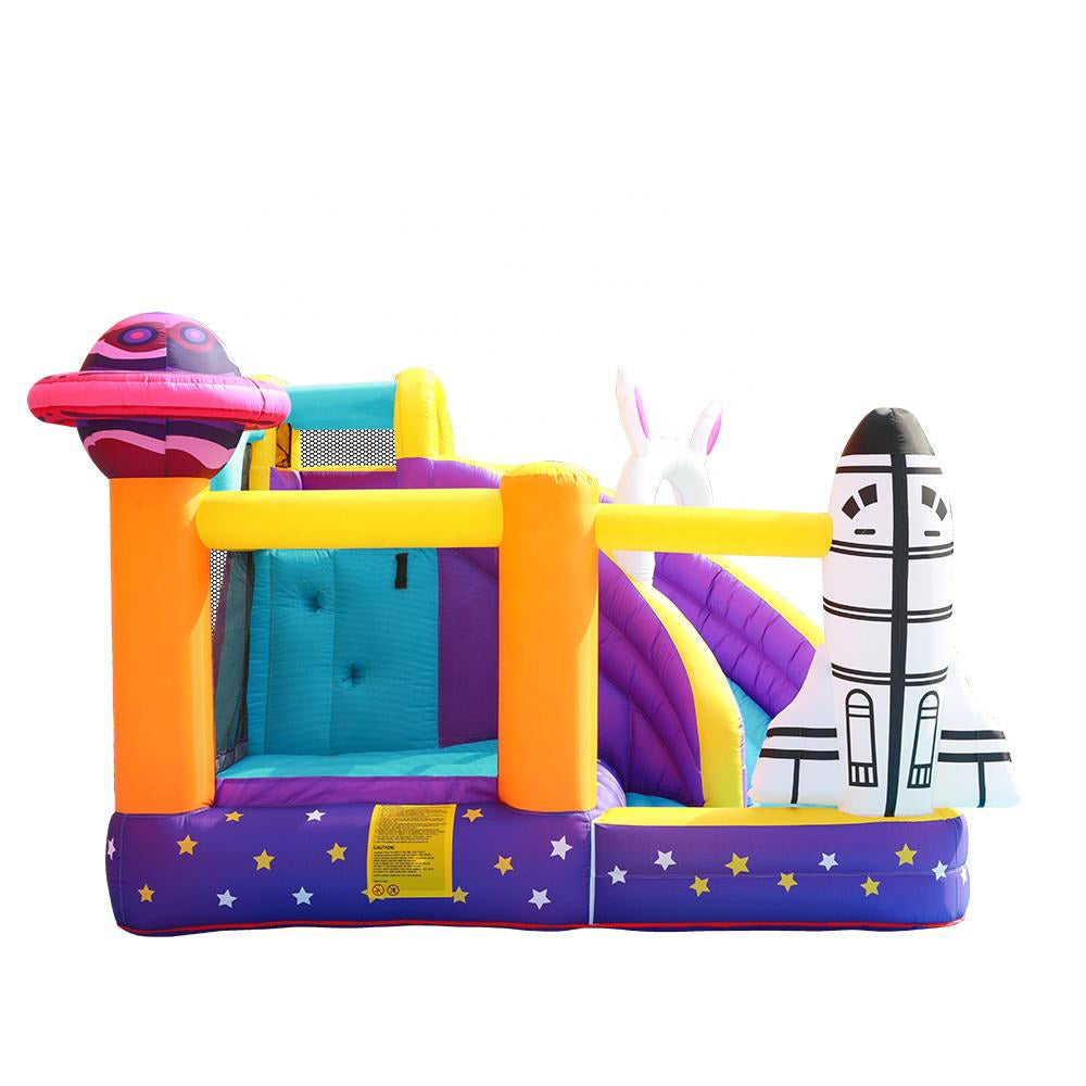 KeepFuns Space theme inflatable castle Children's slide trampoline park Outdoor parent-child interactive amusement facilities Rocket planet shaped inflatable toys