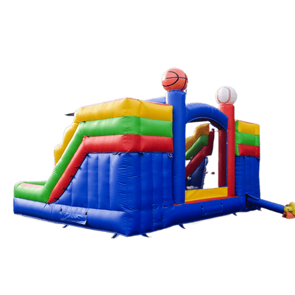 KeepFuns Sports theme inflatable playground Children's slide trampoline facilities Outdoor parent-child interactive colorful amusement castle