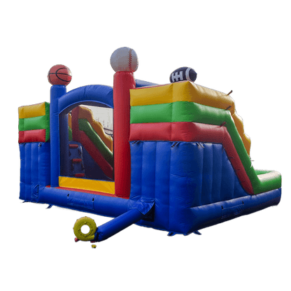 KeepFuns Sports theme inflatable playground Children's slide trampoline facilities Outdoor parent-child interactive colorful amusement castle