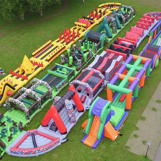 KeepFuns Super long inflatable land obstacle course equipment Multicolor splicing Sports Games outdoor competition props