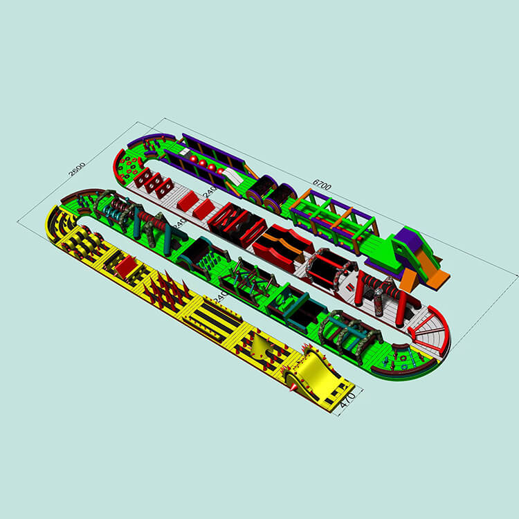 KeepFuns Super long inflatable land obstacle course equipment Multicolor splicing Sports Games outdoor competition props