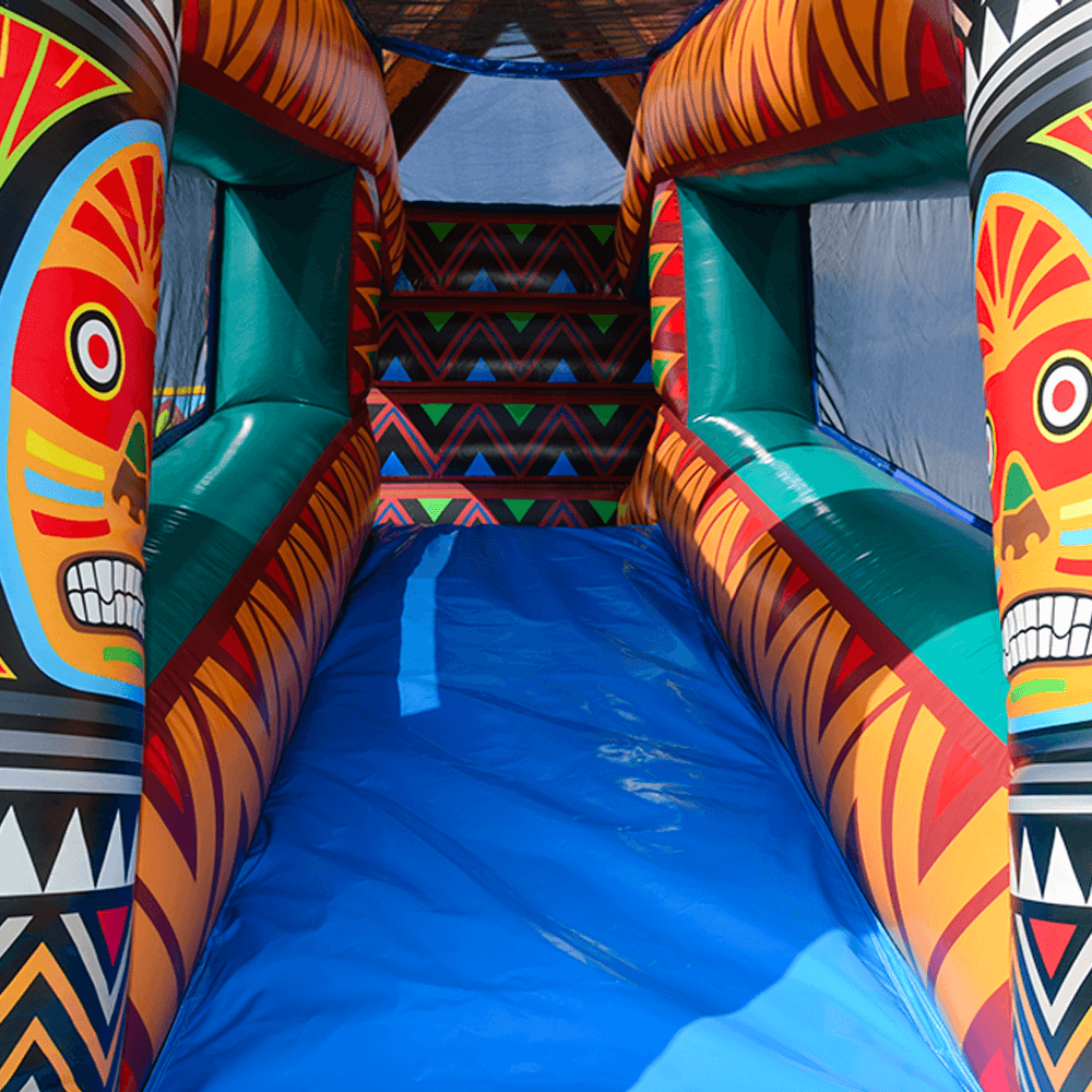 KeepFuns Tribal theme inflatable amusement park, outdoor children's slide trampoline facilities, parent-child interactive colorful inflatable toys