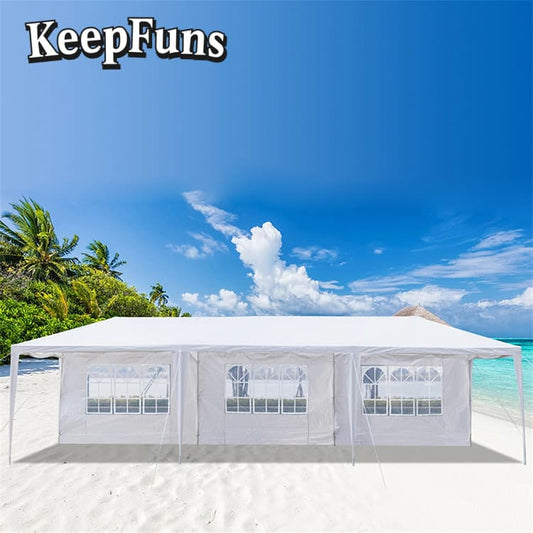 KeepFuns folding tent, which can be customized in size, color and printed content, is easy to set up and lightweight, suitable for events such as wedding parties and outdoor dinners.