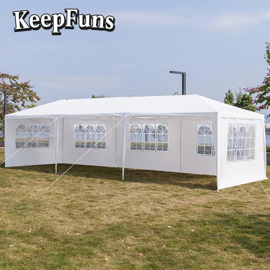 KeepFuns folding tent, which can be customized in size, color and printed content, is easy to set up and lightweight, suitable for events such as wedding parties and outdoor dinners.