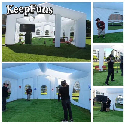 KeepFuns White Inflatable Peak Tent, with customizable size and logo, inflates quickly. It is suitable for parties, night discos, outdoor entertainment, advertising, etc.