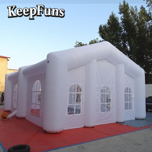 KeepFuns White Inflatable Peak Tent, with customizable size and logo, inflates quickly. It is suitable for parties, night discos, outdoor entertainment, advertising, etc.