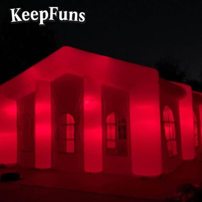 KeepFuns White Inflatable Peak Tent, with customizable size and logo, inflates quickly. It is suitable for parties, night discos, outdoor entertainment, advertising, etc.