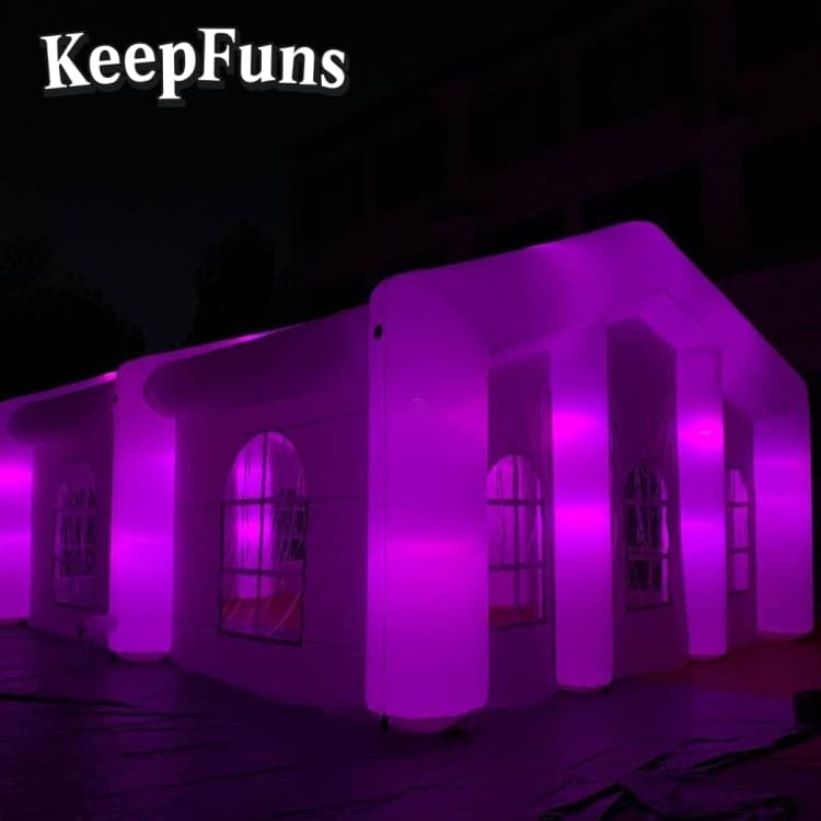 KeepFuns White Inflatable Peak Tent, with customizable size and logo, inflates quickly. It is suitable for parties, night discos, outdoor entertainment, advertising, etc.