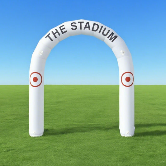 KeepFuns White inflatable semicircular advertising arch, stadium event arch, custom text pattern arch, outdoor sports promotion arch
