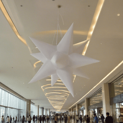 KeepFuns White inflatable star-shaped lamp post, hanging decorative inflatable lamp tube, festival celebration decoration props