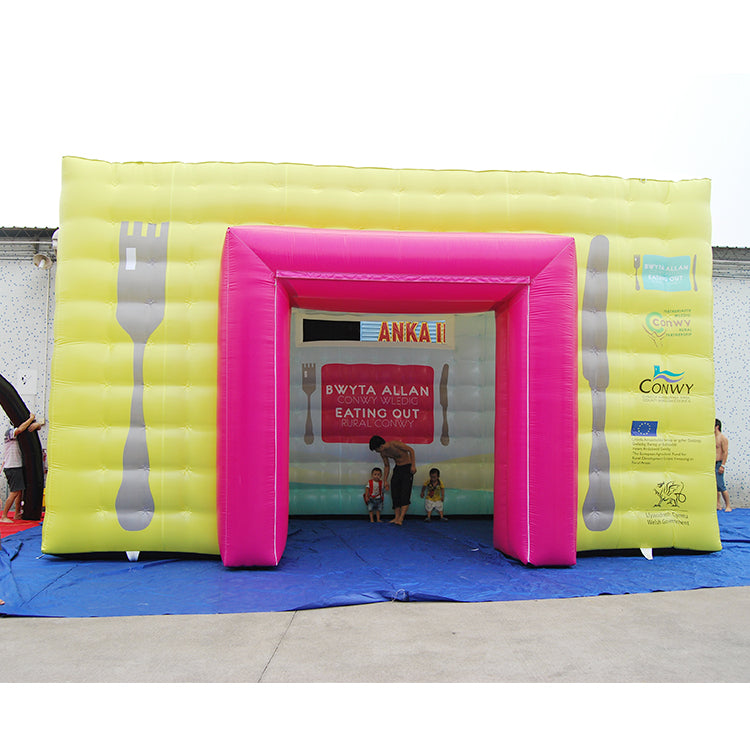 Yellow custom advertising inflatable tent, event promotion and exhibition inflatable model, outdoor portable brand promotion tent