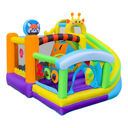KeepFuns Zoo theme inflatable castle, children's slide trampoline park, outdoor parent-child interactive amusement facilities, colorful cartoon animal inflatable toys