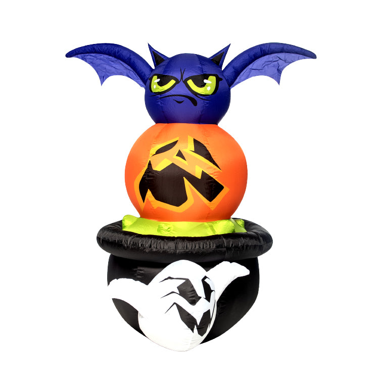 Inflatable decorations of Halloween elements such as bats, pumpkin lanterns, ghosts, etc., used for decoration during Halloween