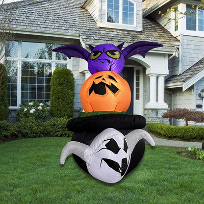 Inflatable decorations of Halloween elements such as bats, pumpkin lanterns, ghosts, etc., used for decoration during Halloween