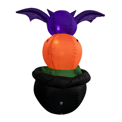 Inflatable decorations of Halloween elements such as bats, pumpkin lanterns, ghosts, etc., used for decoration during Halloween