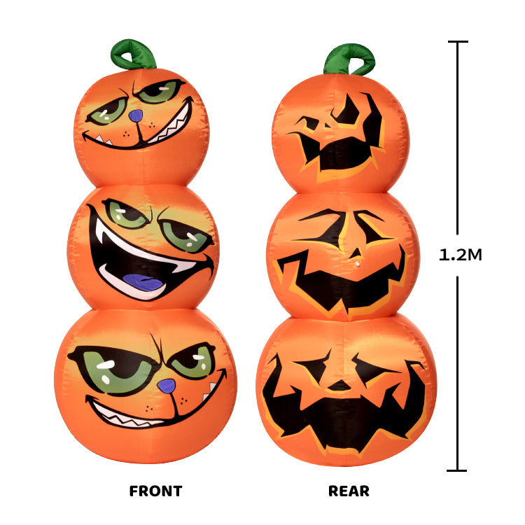 1.2M Inflatable Halloween Pumpkins Stack Holiday Decor w/ Built-in LED Lights