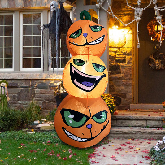 1.2M Inflatable Halloween Pumpkins Stack Holiday Decor w/ Built-in LED Lights