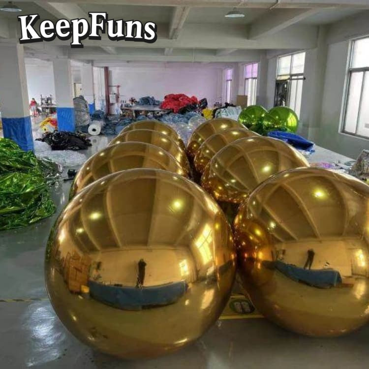 KeepFuns PVC Inflatable Mirror Balloons, customizable in size and Logo, made of waterproof and durable material, suitable for mall decorations, party decorations, theme events, and advertising campaigns.